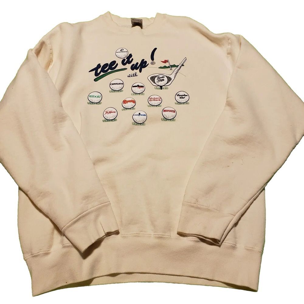 VTG "tee it‎ up" Graphic golf sweatshirt Fruit of the Loom tag Made in USA sz XL